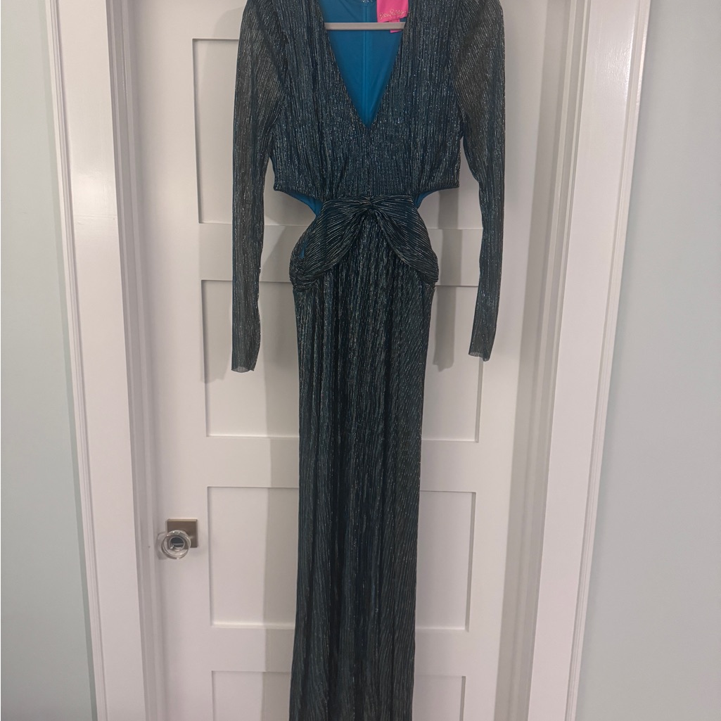 Lilly Pulitzer Metallic Blue Long Sleeve Dress